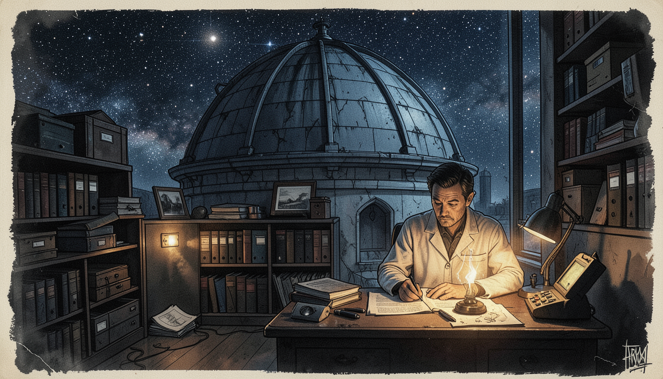 Observatorio nocturno con un objeto no identificado