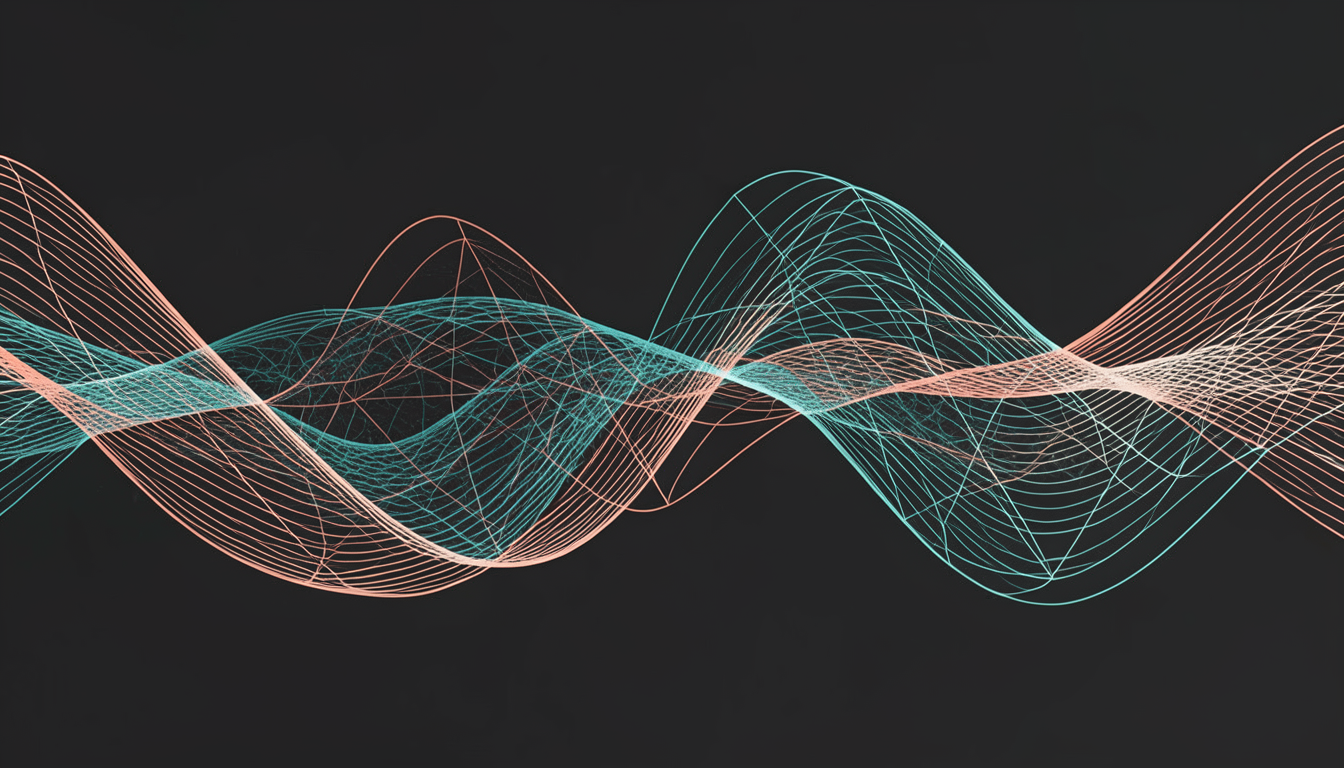 Ondas de voz abstractas convertidas en patrones de IA.